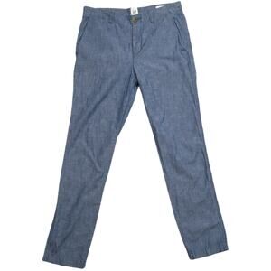 Gap Pants Girlfriend Khaki Indigo Chambray Blue Cotton‎ Women's 0 Casual Work
